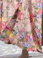 Women's Floral Printed Graphic Straight Fashion Split Button Maxi High Waist Skirt