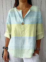 Casual Colour Block Long Sleeve Blouse