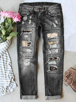 LilyWish Stretch Ripped Frayed Raw Hem Distressed Jeans