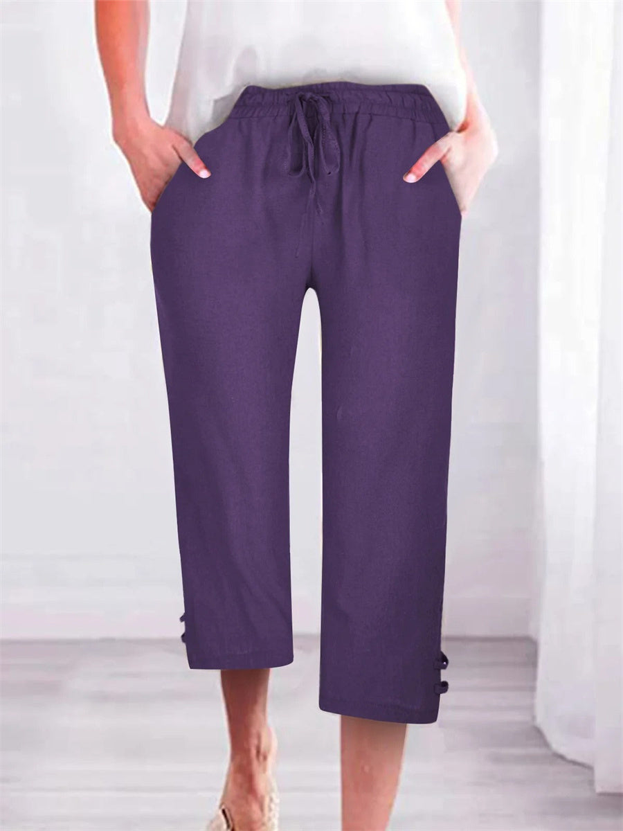 Plain Loose Casual Pocket Stitching Pants