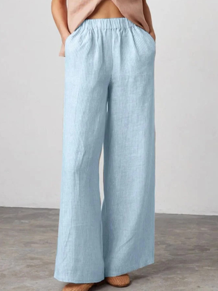 Women's Striped Pocket Casual Pants