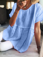 Casual Loose Crew Neck Short Sleeve Tunic