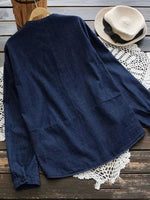 LilyWish Leisure Stand Up Collar Washed Denim Irregular Long Sleeved Shirt