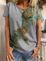 LilyWish Short Sleeve Giraffe Printed T-Shirt