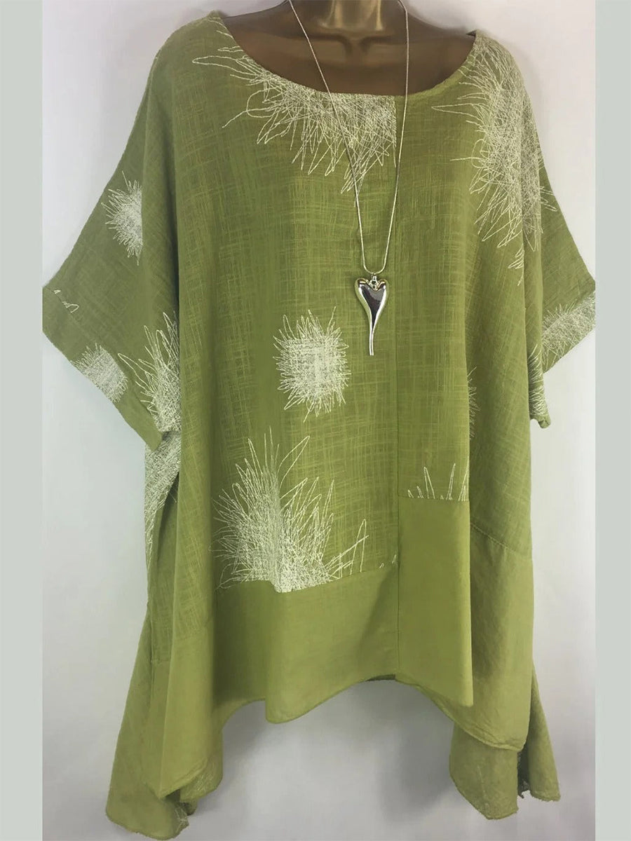 Casual Crew Neck Printed Blouse