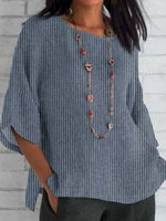 Blue Stripe 3/4 Sleeve Casual Shirt