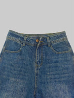 High Waisted Straight Leg Gradient Split-Joint Jean Pants