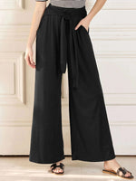 LilyWish Knot Front Casual Plain Loose Pants