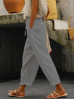 Women's Striped Drawstring Waist Loose Casual Pants