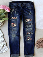LilyWish Stretch Ripped Frayed Raw Hem Distressed Jeans