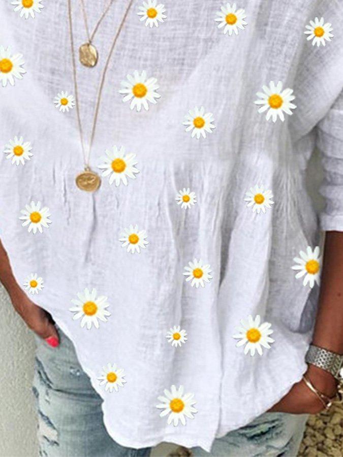 LilyWish Crew Neck Floral Shift Casual Blouse