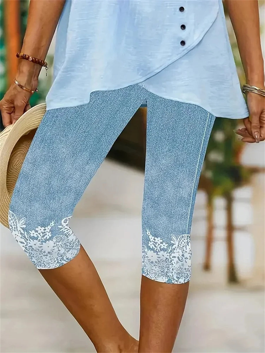 Women's Lace Floral Print Casual Leggings