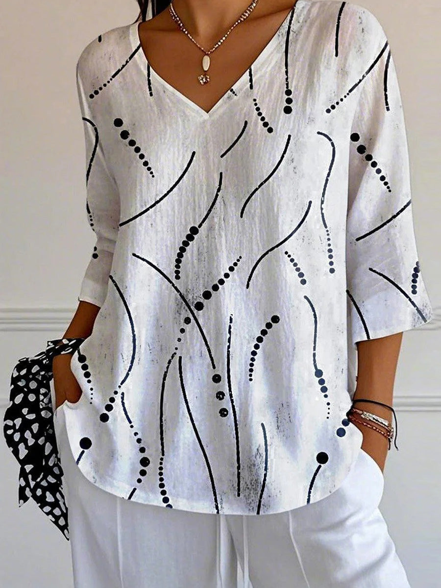 LilyWish Special V-Neck 3/4 Sleeve Top