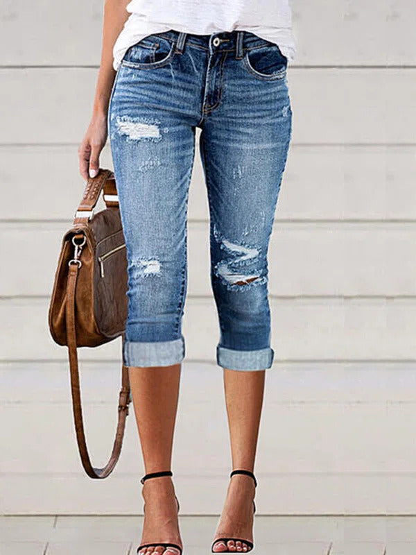 Blue Casual Solid Plain Jeans