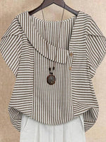 LilyWish Stunning Striped Print Short Sleeve Top