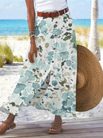 LilyWish Women's Floral Printed Graphic Straight Fashion Split Button Maxi High Waist Skirt