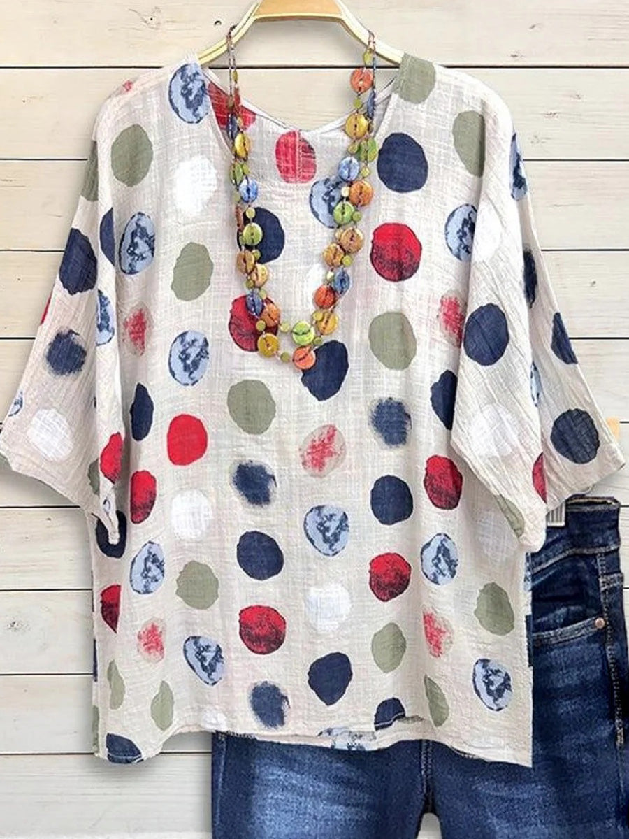 LilyWish Modern Round Neck 3/4 Sleeve Top