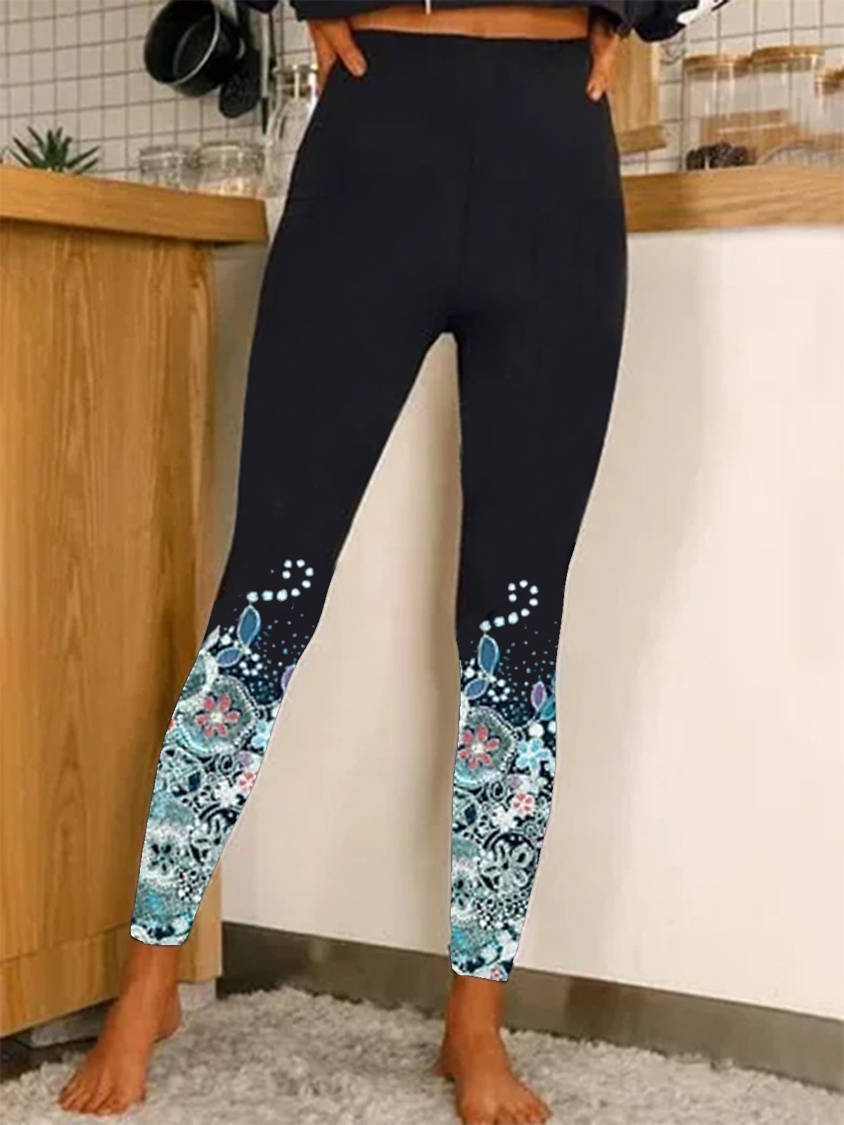 Floral Elastic High Waist Leggings