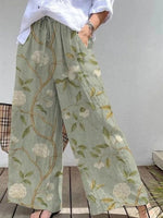 Simple Leaf Loose Green Pants