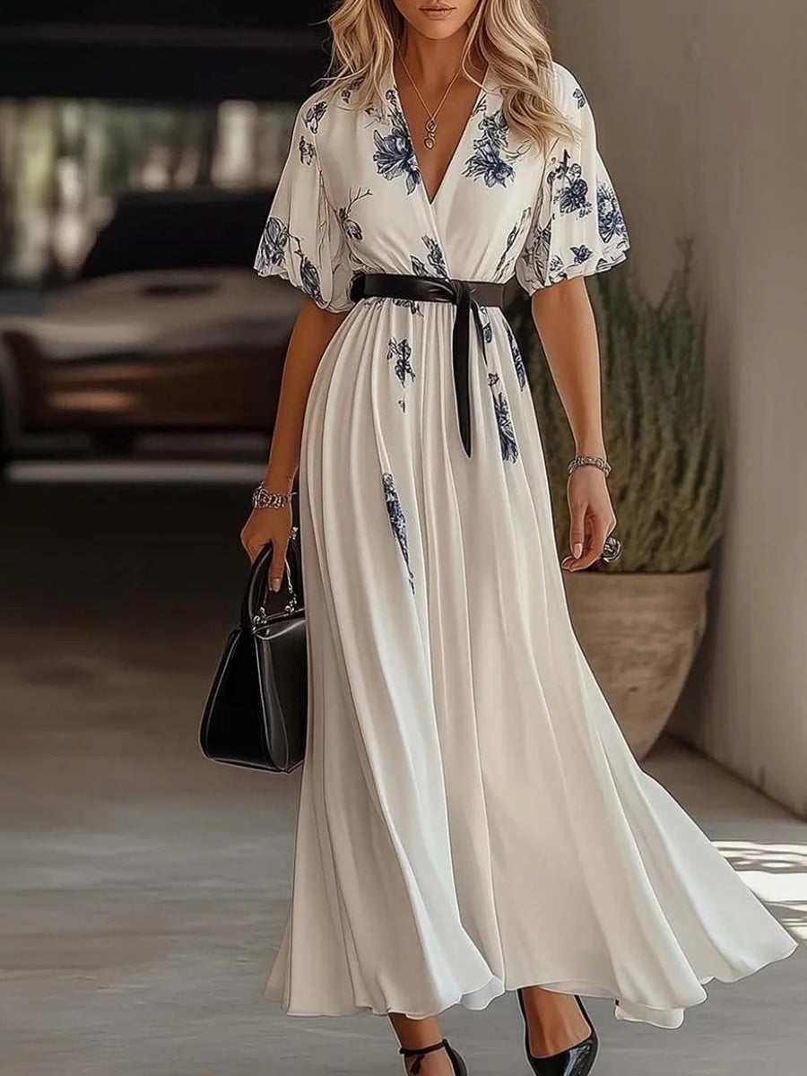 Special V-Neck Short Sleeve Maxi Dress