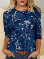 LilyWish Fashion Printed Loose Round Neck Casual Blouse