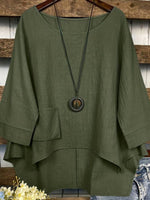 LilyWish Green Plain Long Sleeve Top