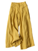 LilyWish Solid Color Ramie Cotton Plus Size Loose Ninth Wide-Leg Pants