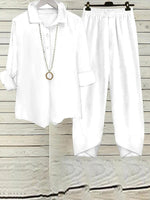 Basic Plain Long Sleeve Two Piece Set