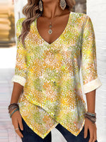 Yellow V-Neck Long Sleeve Top