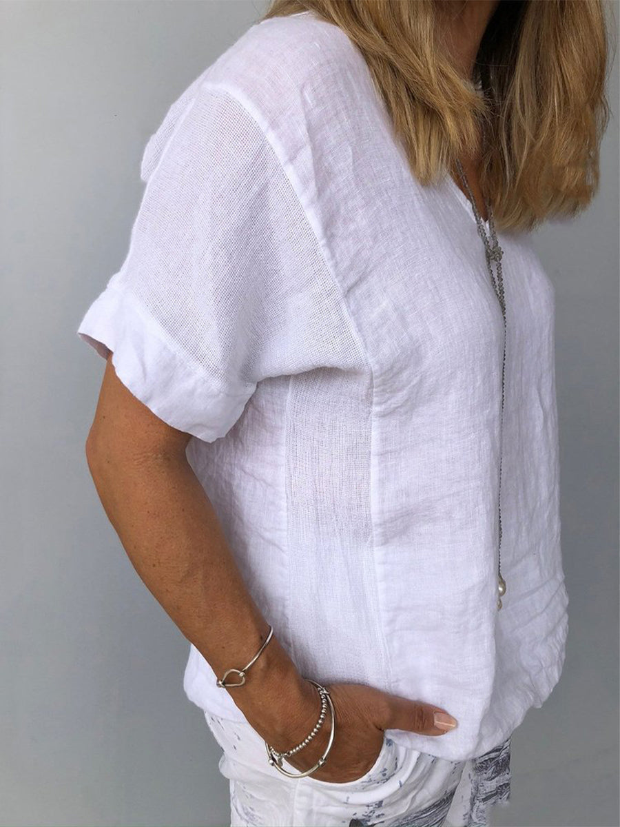 Summer Solid Short Sleeves Casual Tops