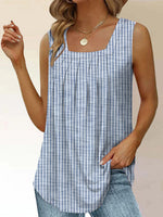 LilyWish Popular Striped Print Square Neck Sleeveless Top
