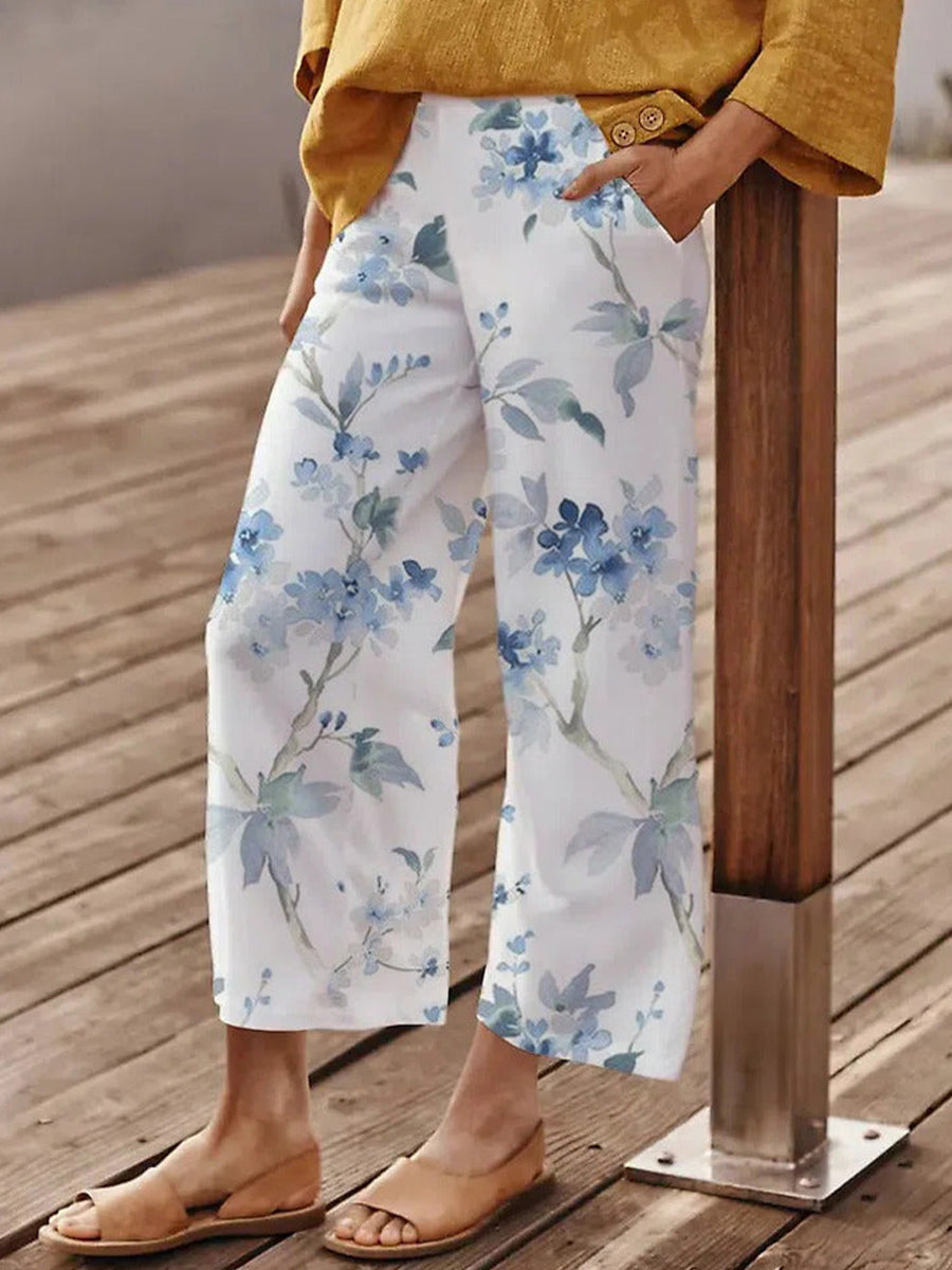 Floral Print Casual Loose Pants