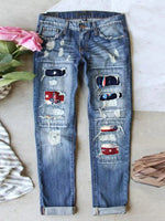 LilyWish Stretch Ripped Frayed Raw Hem Distressed Jeans