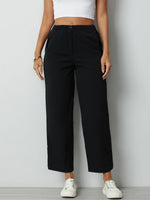 Charcoal Solid Buttons with Pockets Casual Pants