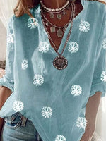 LilyWish 3/4 Sleeve Casual V Neck Printed Tunic Top