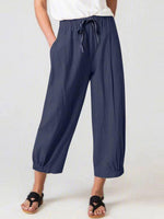 LilyWish Navy Plain Side Pocket Pants