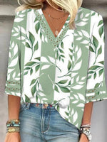 LilyWish Fresh 3/4 Sleeve V-Neck Top