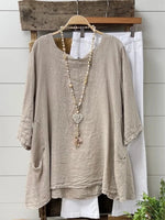 LilyWish Plain Cotton Loose Casual Half Sleeve Shirt