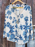 LilyWish Fresh Floral Print Long Sleeve Shirt