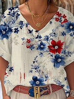 LilyWish Modern V-Neck Short Sleeve Top