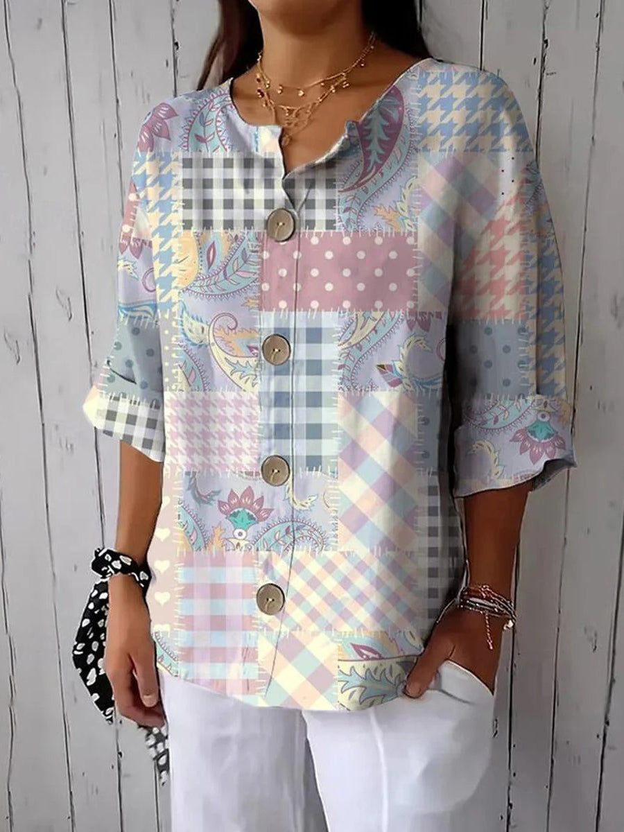 LilyWish Groovy Casual 3/4 Sleeve Top