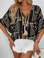 LilyWish Casual Short Sleeve V-Neck Top