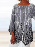 LilyWish Grey Scoop Neck Long Sleeve Top