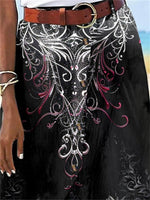 Women's Floral Printed Graphic Straight Fashion Split Button Maxi High Waist Skirt