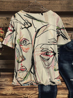 Abstract Print Short Sleeve Casual T-shirt
