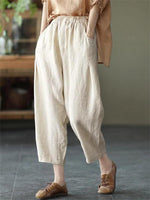 Beige Casual Soild Pants with Pockets