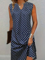 LilyWish Vintage Navy Blue Polka Dot Dress