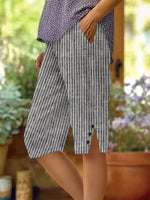 Casual Black-White Striped Shorts