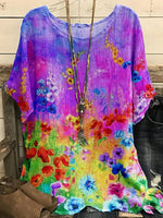LilyWish Purple Short Sleeve Round Neck Top