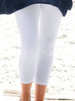 White Casual Solid Leggings